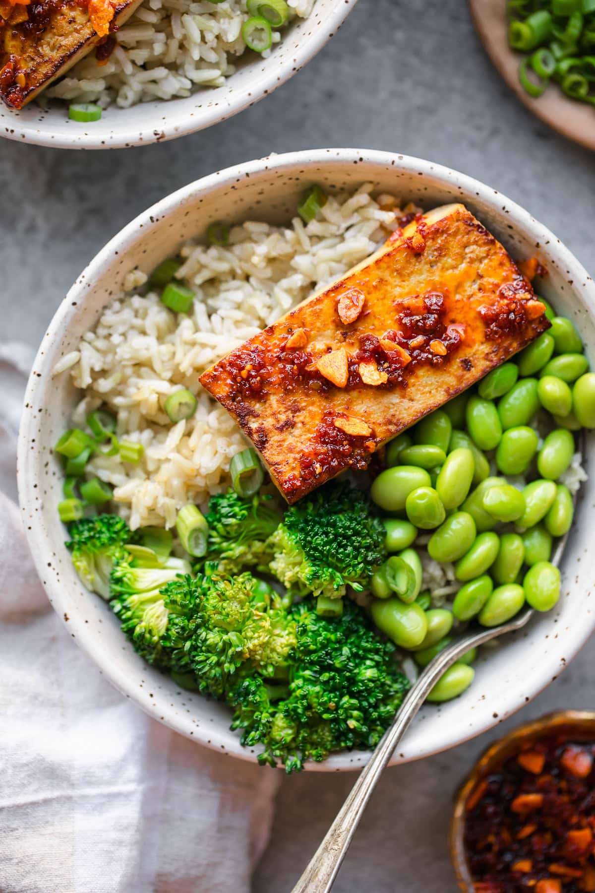 Chili Oil Seared Tofu Bowls