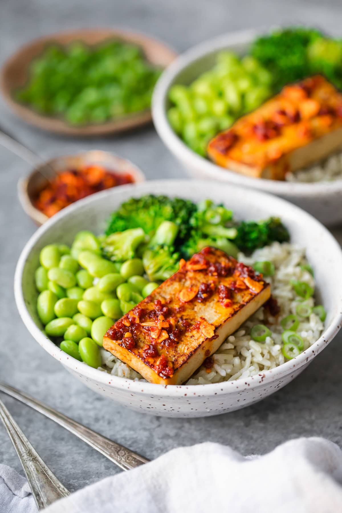 Chili Oil Seared Tofu Bowls