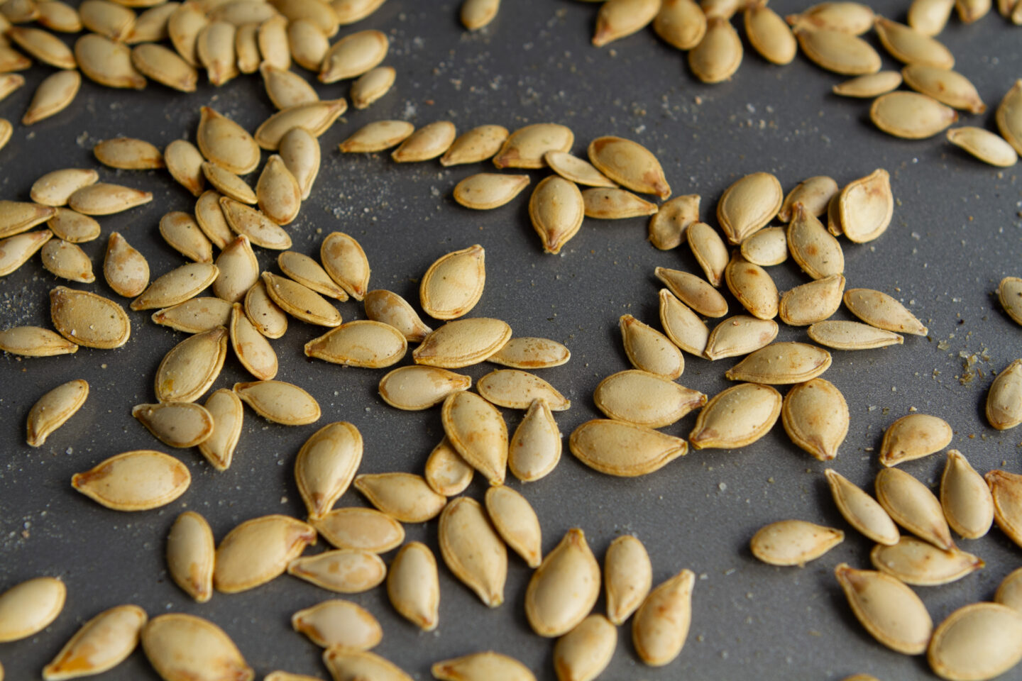 Pumpkin Seeds on Baking Sheet